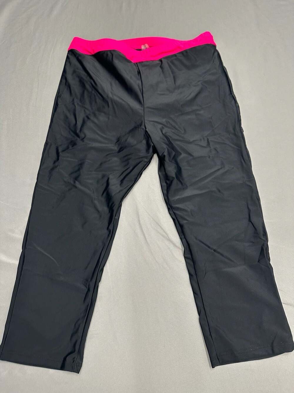 Yonique Black and Pink High Waisted Athletic Capri Leggings